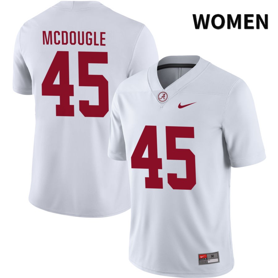 Alabama Crimson Tide Women's Caleb McDougle #45 NIL White 2022 NCAA Authentic Stitched College Football Jersey XL16G62CS